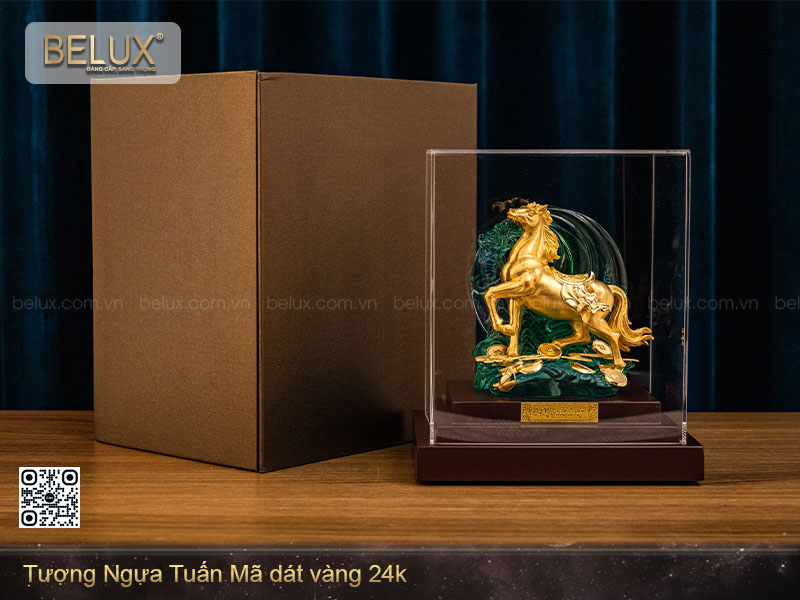 Tượng Ngựa Tuấn Mã Dát Vàng 24k